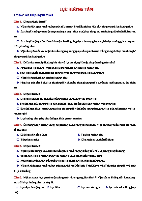 22 Câu trắc nghiệm Vật lí 10 - Lực hướng tâm (Có đáp án)